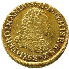 2 Escudos - Fernando VI bust of Felipe V