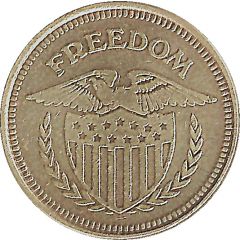 Token - No Cash Value Eagle, Freedom, 23 mm, Brass, with stars