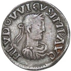Denier - Louis I Pavia mint, City gate