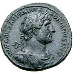 Sestertius - Hadrian P M TR P COS III S C, Minerva