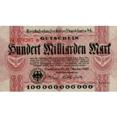 100 000 000 000 Mark Reichsbahndirektion