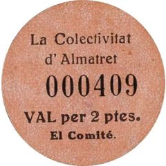 2 Pesetas - Colectivitat d`Almatret