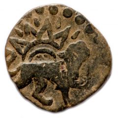 Pul `Animal to the right and the rising sun` - temp. Muhammad Uzbeg Saray al-Jadida mint