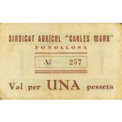 1 Peseta Fonollosa, Sindicat Agrícol `Carles Marx`