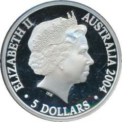 5 Dollars - Elizabeth II 4th Portrait - Sydney to Athens 2004 - Silver Proof