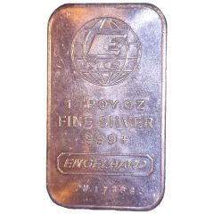 1 oz Silver Engelhard Commercial Bar with E MC globe
