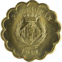 25 Centimes - Chambre Syndicale des Commerçants - Perpignan [66] Brass