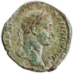 Sestertius - Severus Alexander P M TR P VIIII COS III P P S C, Sol