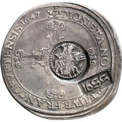 Jefimok Rouble - Alexey Mikhailovich Countermarked over `Frankfurt Thaler 1647`
