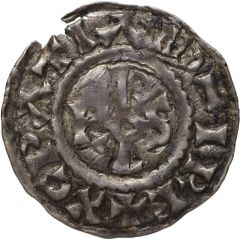 Denier - Charles III Reims mint, crescent