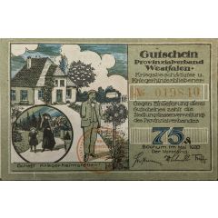 75 Pfennig Provinzialverband Westfalen Kriegsbeschädigter und Kriegerhinterbliebener