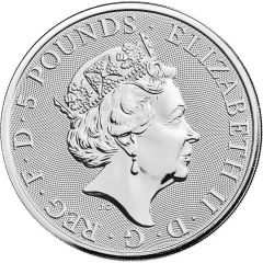 5 Pounds - Elizabeth II Black Bull of Clarence, 2 oz Fine Silver
