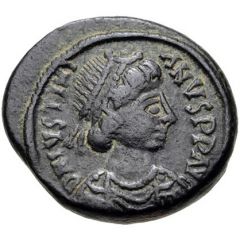 5 Nummi - Justinian I Carthage, Є ♰, Bust Right