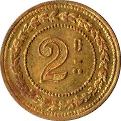 2 Pence - T.A. Image Wisbech St Mary`s Farm Token