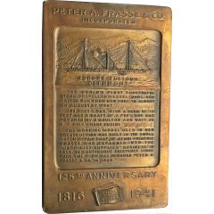 Plaquette - 125th anniversary of Peter A. Frasse and Co. Inc.