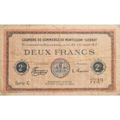 2 Francs - Chambre de Commerce de Monluçon-Gannat 03