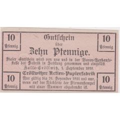 10 Pfennig Cröllwitzer Actien-Papierfabrik