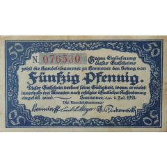 50 Pfennig Handelskammer, `Pfennig` on obverse