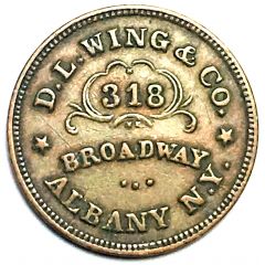Civil War Store Card Token - D.L. Wing and Co. Union Flour Albany, New York