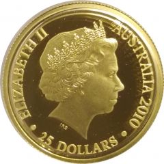 25 Dollars - Elizabeth II 4th Portrait - Kangaroo, Windmill center - Gold Bullion Coin