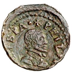 Denier - Philip III Olot,shield of Catalonia