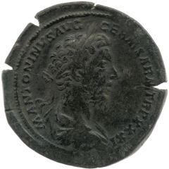 Sestertius - Marcus Aurelius and Commodus IMP VIII COS III P P LIBERALITAS AVG VII S C