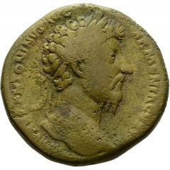 Sestertius - Marcus Aurelius TR POT XVIII IMP II COS III S C, Mars