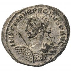 Antoninianus - Probus Cuirassed, left, spear and shield, from behind, VIRTVS PROBI AVG, Mars