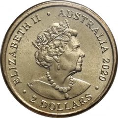 2 Dollars - Elizabeth II 6th Portrait - Tokyo Olympics - Courage, Red