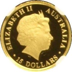 15 Dollars - Elizabeth II 4th Portrait - Echidna - Gold Proof