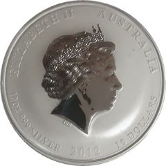 10 Dollars - Elizabeth II 4th Portrait - Year of the Dragon - Silver Bullion Coin