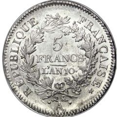 5 Francs Union et Force, UNION tight, with inner acorns only