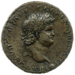 Sestertius - Nero PORT AVG S C, Neptune and Tiber