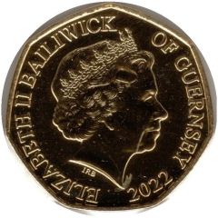 50 Pence - Elizabeth II Defender of the Faith, Gold Plated