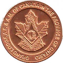 Token - Grand Lodge A.F. and A.M. of Canada in the Province of Ontario 150th Anniversary