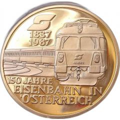 100 Schilling - Casinos Austria 150 JAHRE EISENBAHNEN IN `O`STERREICH 1837-1987
