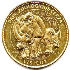 Tourist token - Arthus Bertrand - Lisieux - Zoo Cerza rhinoceros and her baby