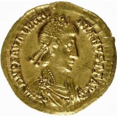 Solidus - Valentinian III VICTORIA AVGGG, Mediolanum