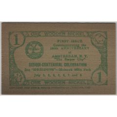 1 wooden nickel 150e anniversaire d`Amsterdam, New York