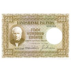 500 Krónur Landsbanki Íslands, brown colour