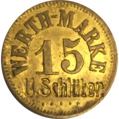 15 Pfennig Werth-Marke, Countermarked `U.Schlüter`