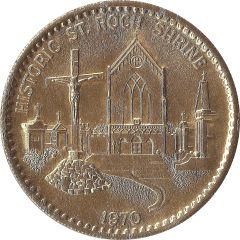 Mardi Gras Token - Elks Krewe of Orleanians Historic St. Roch Shrine, golden, New Orleans, Louisiana