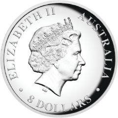 8 Dollars - Elizabeth II 4th Portrait - Kangaroo - Silver Proof - High Relief