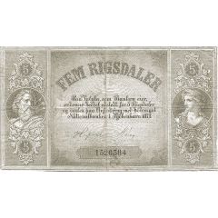 5 Rigsdaler Nationalbanken, stamped serial number, no impressed stamps