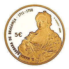 5 Euros D. Maria Barbara, Gold