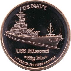 1 Ounce Copper US Navy - USS Missouri `Big Mo`