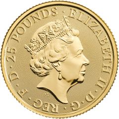 25 Pounds - Elizabeth II Lion of England, 1/4 oz Fine Gold