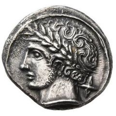 Silver 10 Asses Apulu series II: facing left, blank