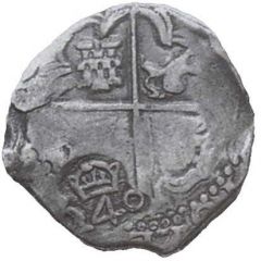 240 Réis - João IV Countermark `Crowned 240` over Spain-America 4 Reales