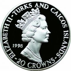20 Crowns - Elizabeth II Princess Diana with small bouquet of flowers with tulips